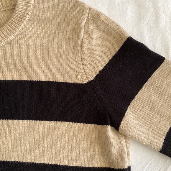 Truth by Republic collegiate stripe pullover crew neck side slits black taupe - Picture 5 of 12